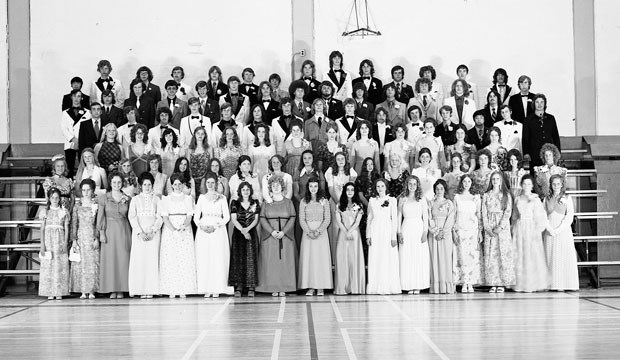 The Delta Senior Secondary grad class of 1972 had too many students to fit into one grad photo. They’ll gather for a reunion next month on Westham Island.