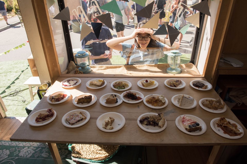 Incredible Pie Championship organizers Jenny Lee Craig and Caroline Ballhorn made sure they had a piece of each pie set aside in the safe haven of the Tin Can Studio so they could sample the deliciousness (and, sometimes, weirdness) themselves.