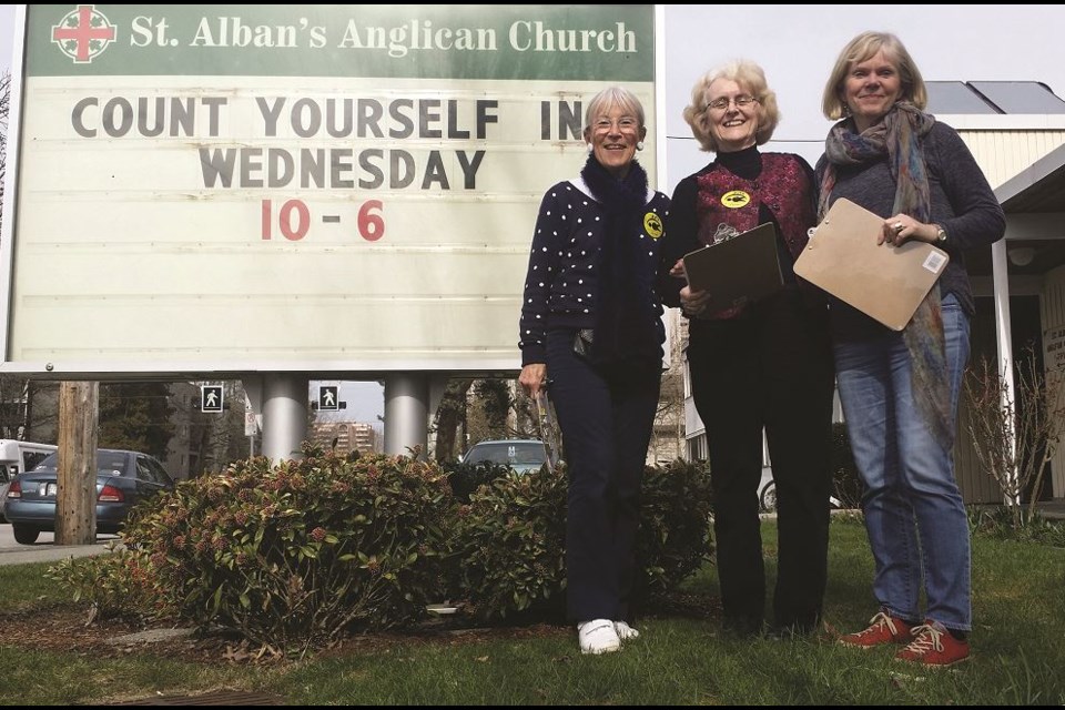 Jennifer Larsen, Lynda Brummitt and Margaret Cornish counted homeless in 2014 fro Homeless Connect. Photo by Graeme Wood/Richmond News