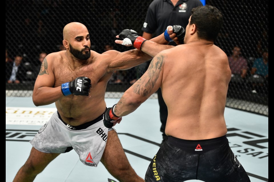 Arjan Bhullar became the first Punjabi Sikh to compete in the UFC at UFC 215 in Edmonton on Sept. 9, 2017. He won his heavyweight bout in a unanimous decision. Photo by UFC