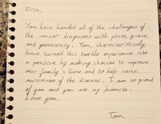 Erin Barrett note from husband