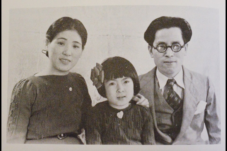 Takeo Ujo Nakano with his wife and daughter, Yukie and Toshimi, before he was forced to leave the Woodfilbre pulp mill.