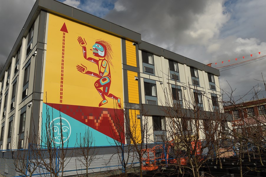 Vancouver is home to a 40-unit modular housing building at Main and Terminal, where tenants are a mix of previously homeless and low-income people, some of whom with mental health and addictions challenges. Photo Dan Toulgoet