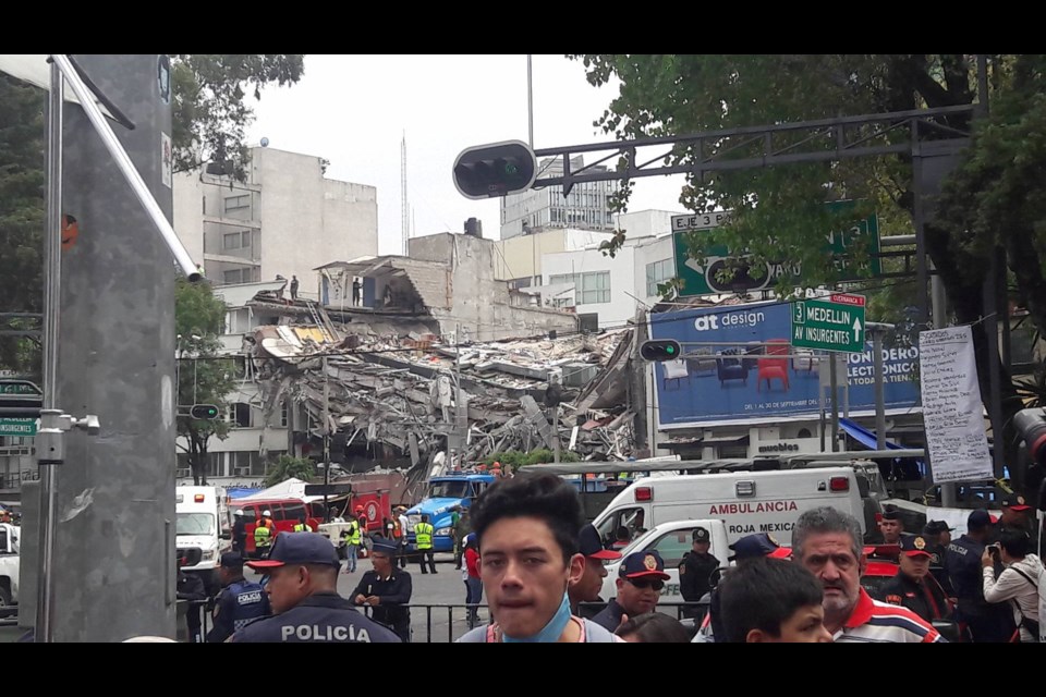 A Richmond teacher, working in Mexico City, captures the aftermath of a 7.1 magnitude earthquake that struck the city Tuesday. Photo by Chester Rutkowski