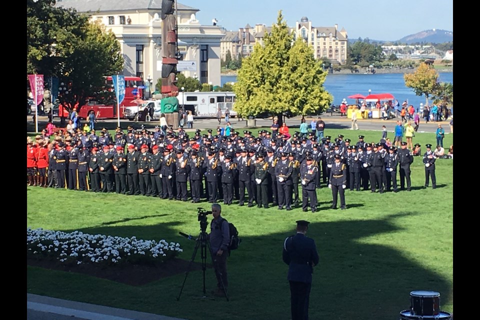 A memorial for fallen officers Sunday at the B.C. legislature