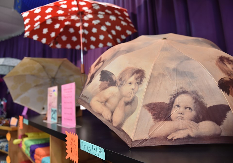 Umbrellas at the Umbrella Shop's Pender Street location. Photo Dan Toulgoet