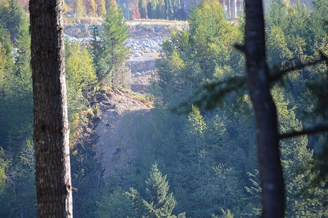 Photographs that were taken by The Chief on Sept. 28 show an area that appears to have been cleared of trees. Dirt seems to have been pushed downwards in the direction of Mashiter Creek.