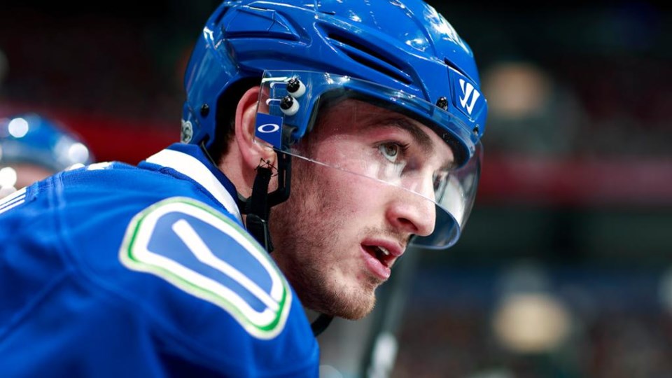 Jayson Megna on the Canucks bench