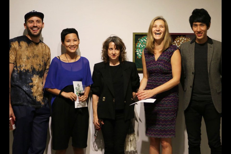 Artists (from left) Lucien Durey, Anchi Lin, Barb Choit, Sunshine Frère (curator) and Kevin Day. Photo submitted