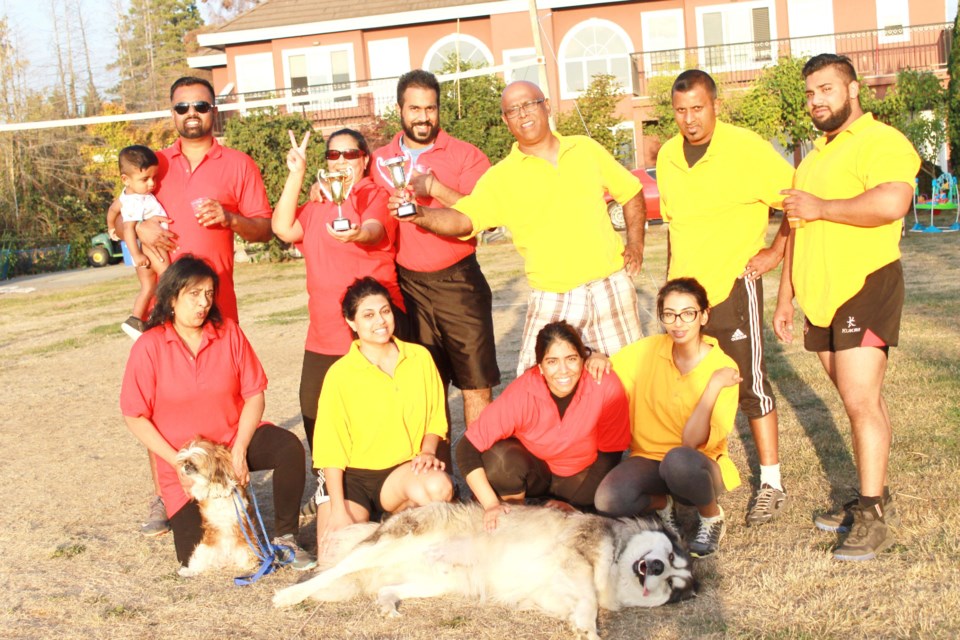 The Sharma family and friends devised an unusual day of events where two teams - the Red Rebels and The Beasts (in yellow) - competed against each other in the Sharma’s backyard for points and trophies. They hope to extend the fun to the whole city next year. Photos submitted