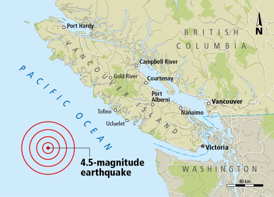 Map - Oct. 11, 2017, earthquake off Vancouver Island