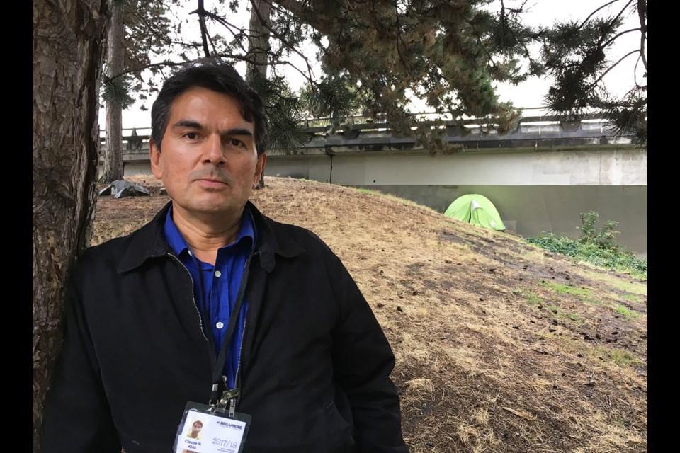 For a year and a half, Claude Ranville was homeless. At one point he lived in a tent. His photo of a tent in Oppenheimer Park is featured in the 2018 Hope and Shadows calendar.