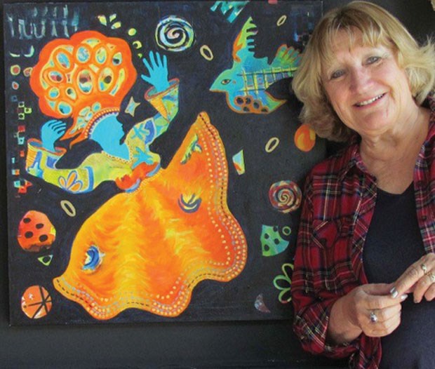 Tsawwassen artist Ellen Hines’ vibrant and eclectic work is showing at The Dancing Pig in Ladner until the end of October. Drop by to see Morning in Martinique (and its partner) as well as a feast of other delights.