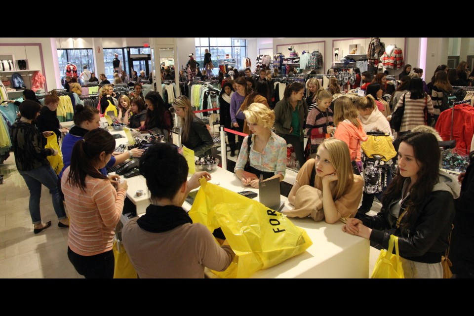 People were out looking for sales at Forever 21 in Victoria.