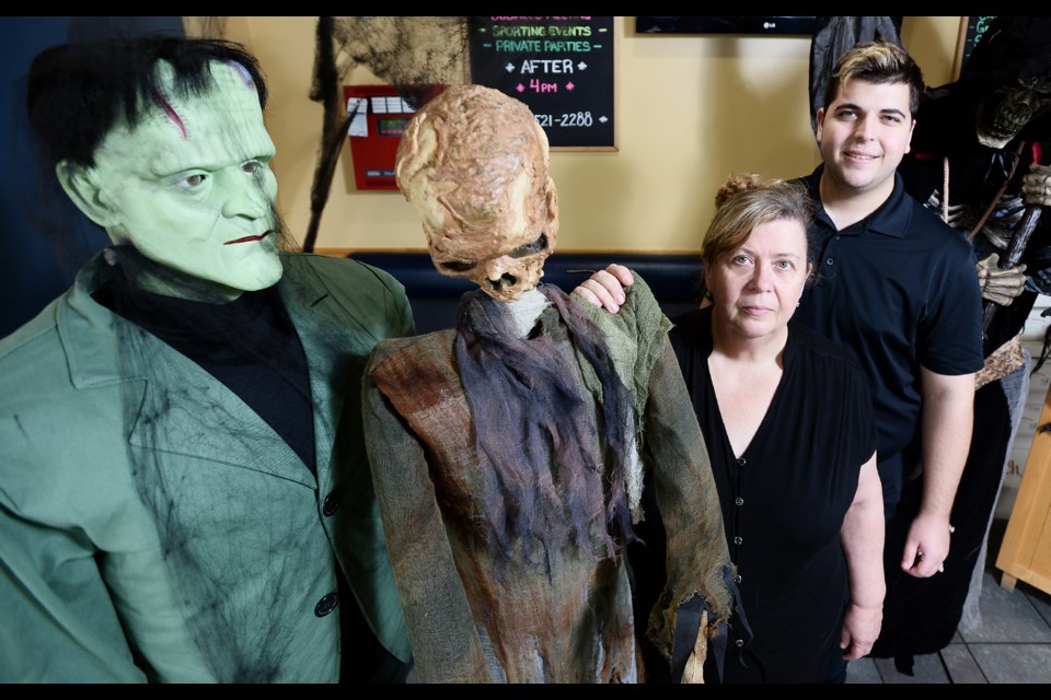 Haunted eats: Alla Bulubay and son Kaan enjoy decorating De Dutch Pannekoek House in New Westminster for the holidays – and their efforts are much appreciated by their customers. Bulubay’s daughter Victoria is a designer and oversees the restaurant’s decorating efforts.