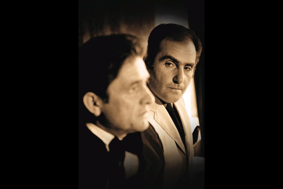 Johnny Cash, left, with Saul Holiff, the singer&Otilde;s former manager who lived in Victoria for years. Saul Holiff collection