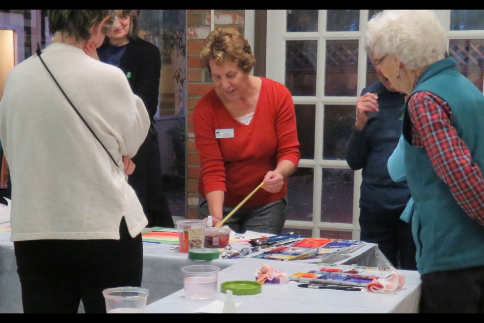 Audrey Bakewell leads a watercolour painting class. Bakewell is once again joining forces with Wendy Mould for a Paints n' Bloom art show and sale, with workshops, at GardenWorks at Mandeville.