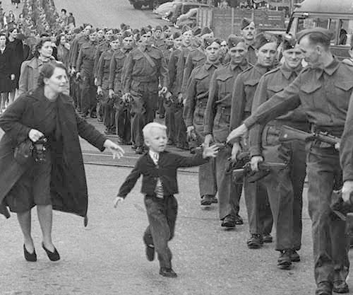 This moment, which came to be known as "Wait for me Daddy," made Lorinda Strang's father "Whitey" something of an icon during WWII. It also captures the moment he says his family was torn apart.