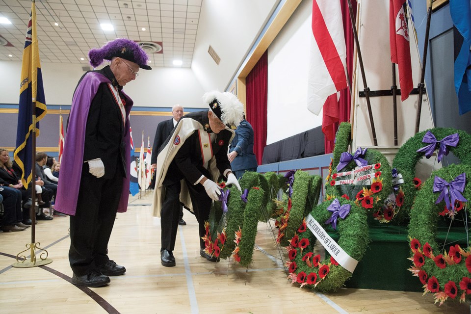 Wreaths were laid during a Remembrance Day ceremony on Saturday at the Prince George Civic Centre. Citizen Photo by James Doyle