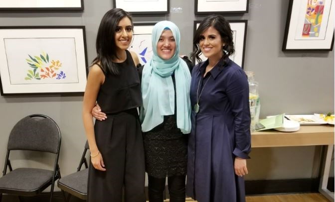 Stand Up for Rohingya organizers Sabrina Meherally (left) and Tasleem Dhanji (right) with Rohingya refugee Yasmin Ullah.