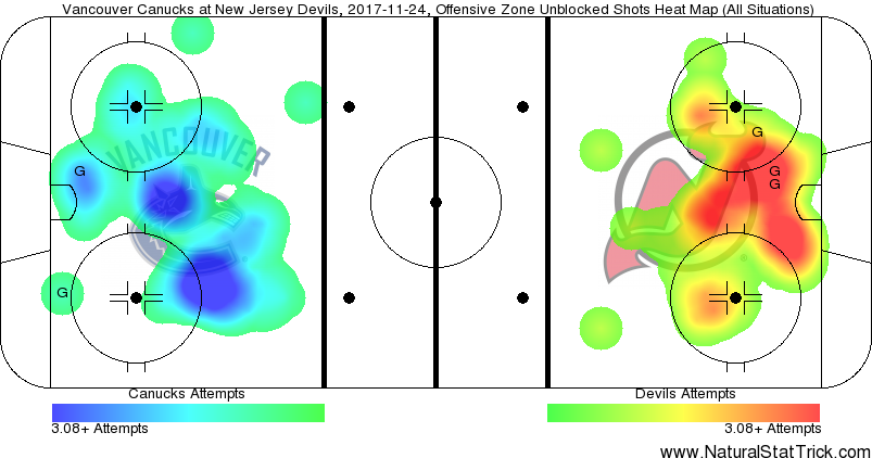 Canucks vs Devils heat map - 2017-11-24