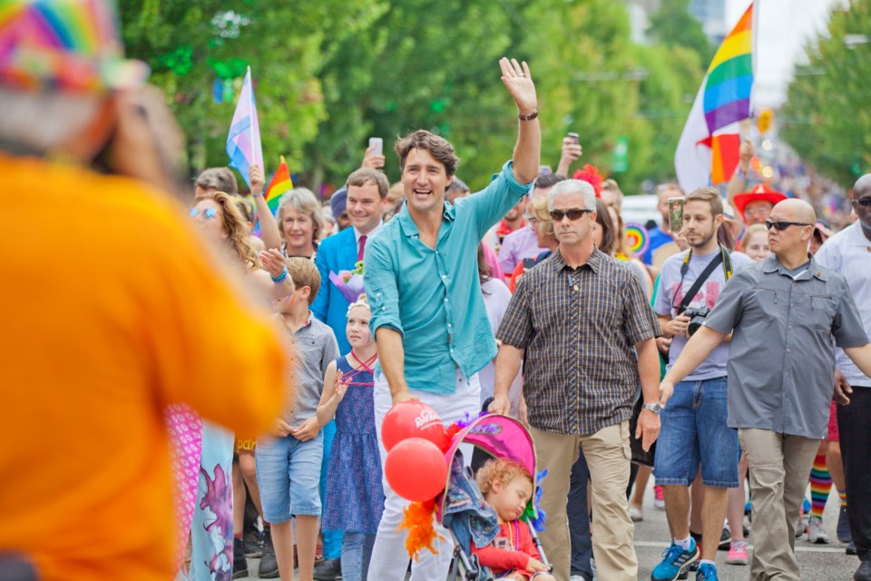 Prime Minister Justin Trudeau at Vancouver Pride in 2016. The prime minister issued a formal apology this week for the federal government's past treatment of LGBTQ employees.