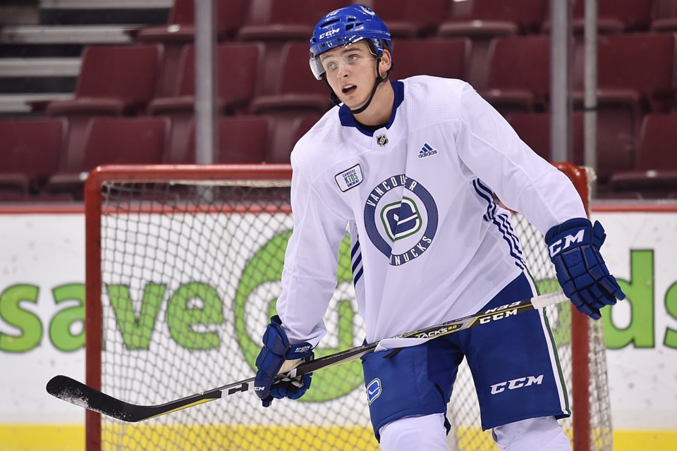 Jake Virtanen at Canucks practice