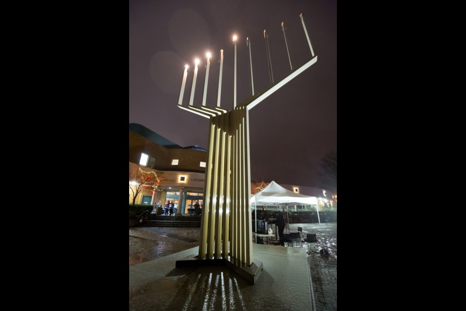 The 2016 menorah lighting at Richmond Public Library Brighouse plaza. File photo.