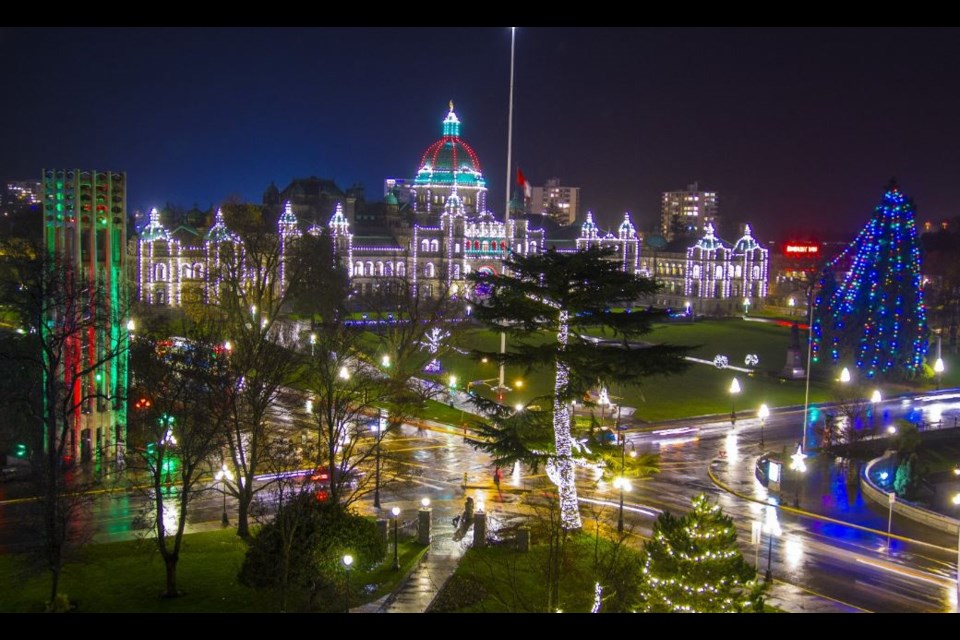 Enjoy the lights of Victoria's Inner Harbour this holiday season.