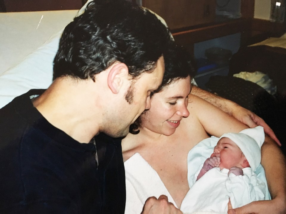 Kevin Teichroeb, Benedicte Schioetz and baby daughter Linnea.