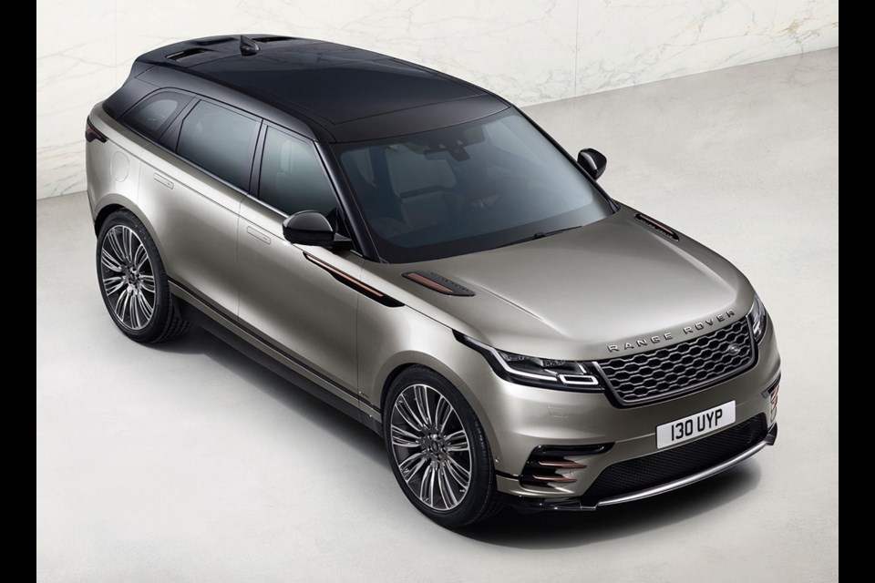 The low-slung roofline is a giveaway that the Velar is from the same design playbook as the Range Rover Evoque.