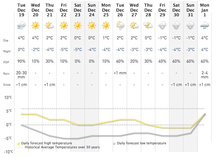 14 day forecast for Vancouver (Screenshot/Weather Network)