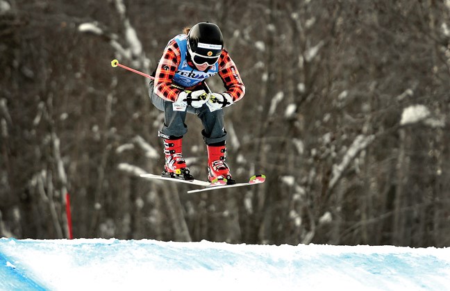 Antoinette Tansley competing in Alpine Canada Nor-Am Cup womens Ski Cross at Tabor Mountain Friday during the time trials. Citizen photo by Brent Braaten Jan 13 2017