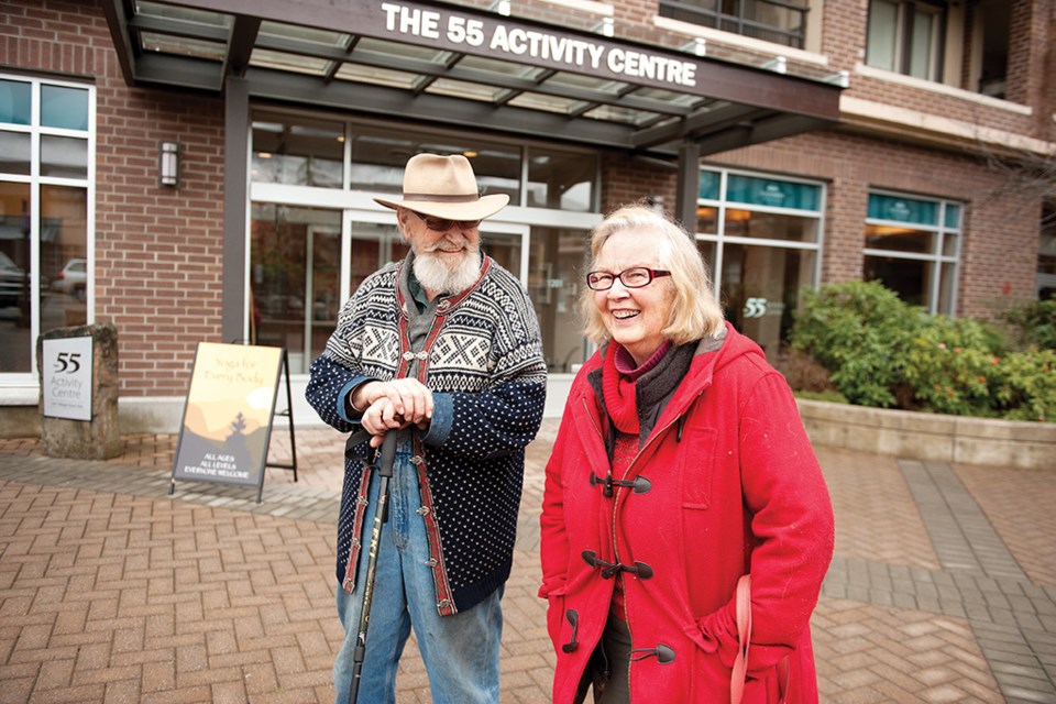 Thor Froslev and Theodora Carroll in front of the 55+ Activity Centre