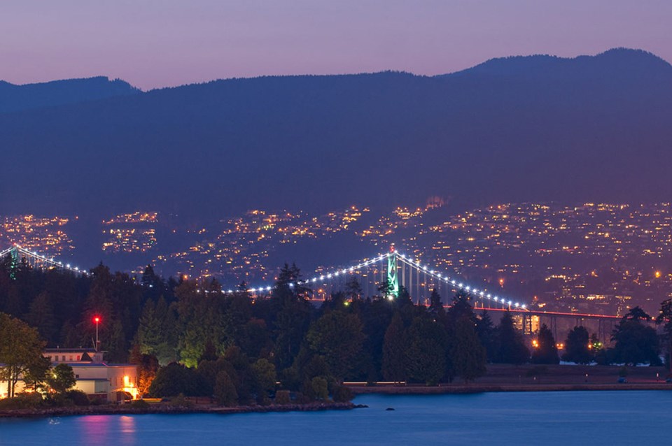 Lions Gate Bridge at night