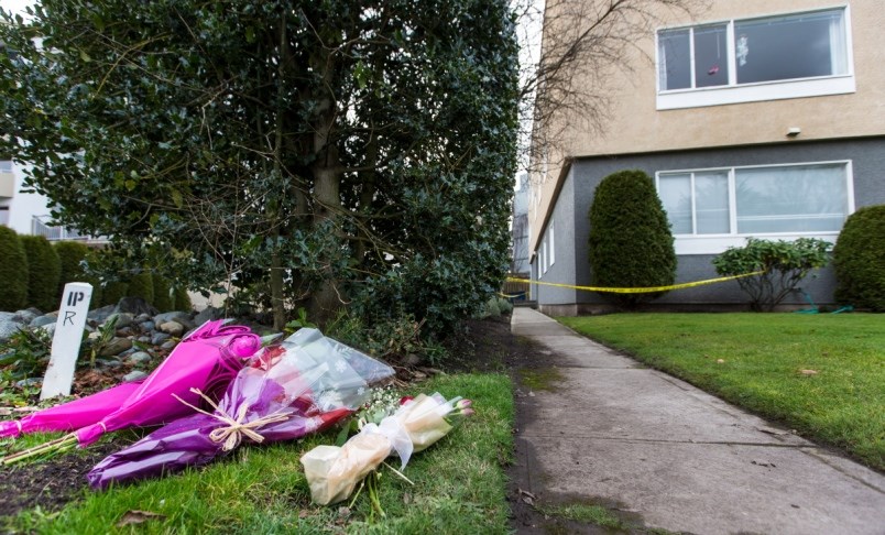 flowers outside Oak Bay apartment