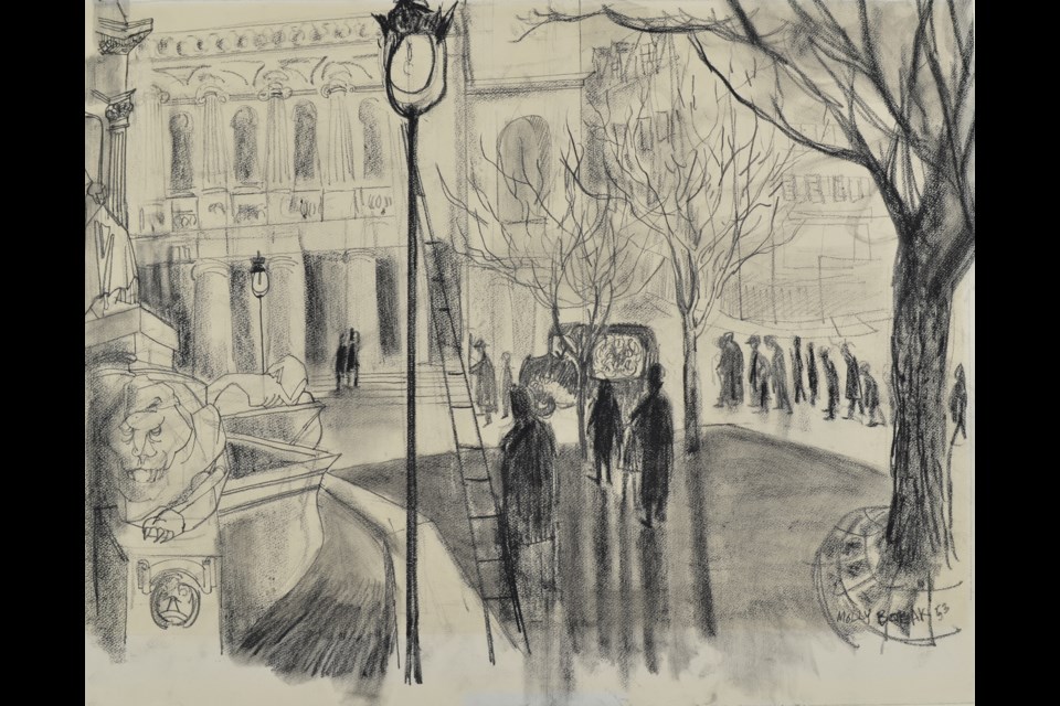 Molly Lamb Bobak's The Procession (1953) is part of the new Talk of the Town exhibition at Burnaby Art Gallery.