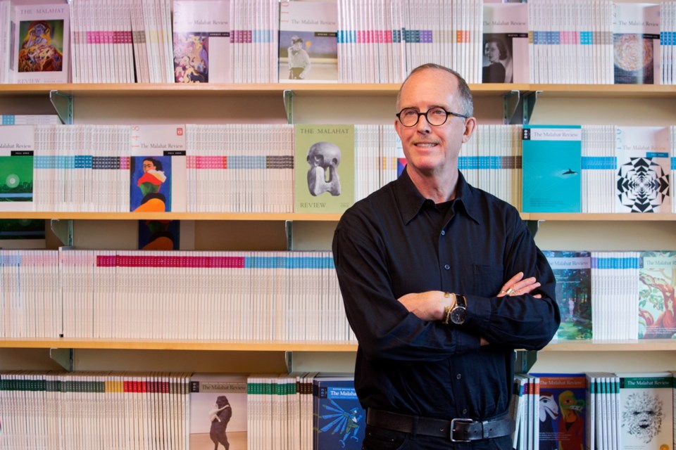 Editor John Barton in the offices of the Malahat Review at the University of Victoria.