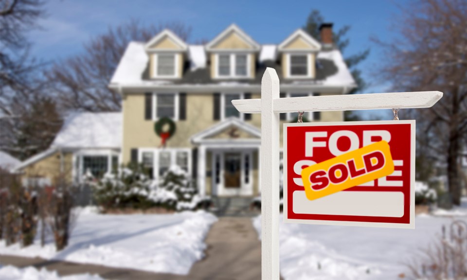 home sale sold sign winter
