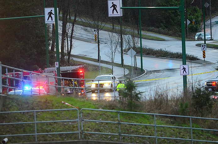 Emergency crews attended a "serious pedestrian involved collision" at the bottom of Cariboo Hill Wednesday morning.