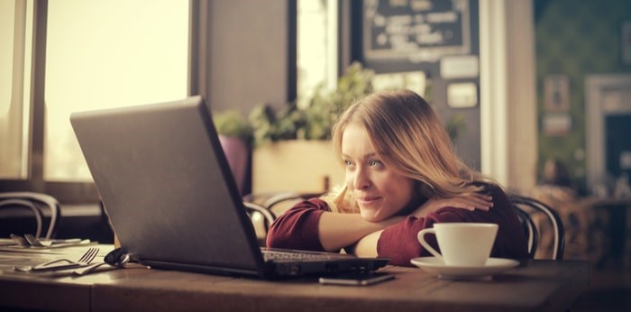 woman watching laptop
