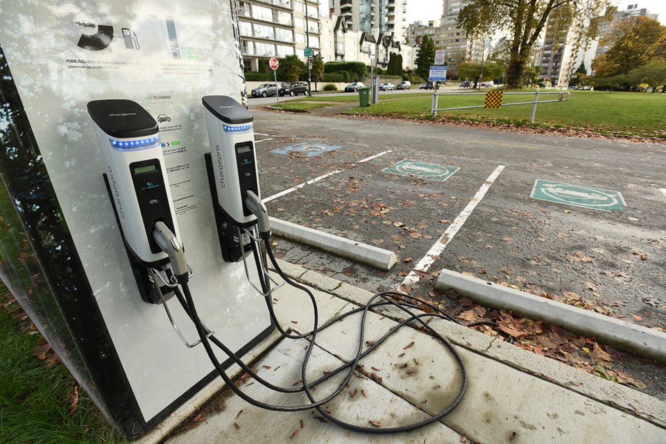Vancouver park board Monday night approved installing electric vehicle charging stations at three community centres. Photo Dan Toulgoet