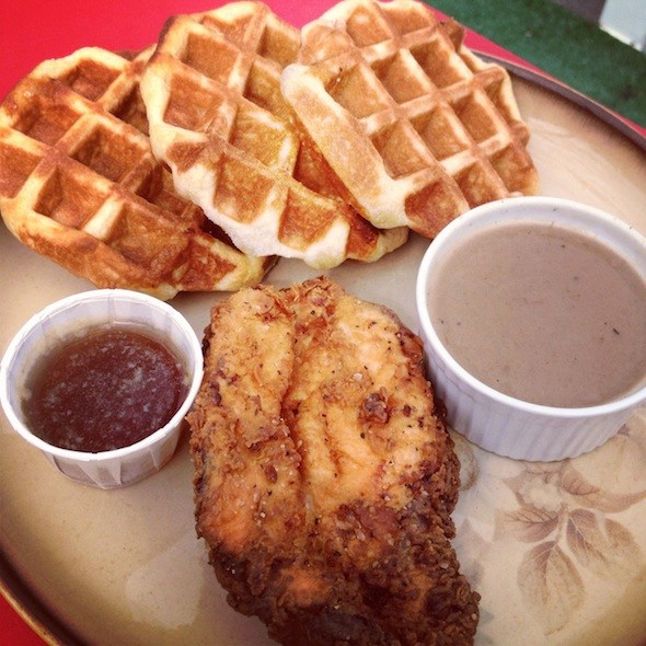 Rumpus Room's chicken and waffles circa 2012.