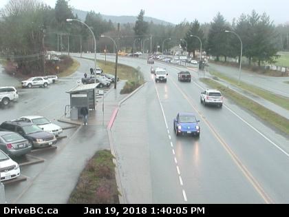 Hwy 14 at Lazzar Rd near Sooke, looking west.