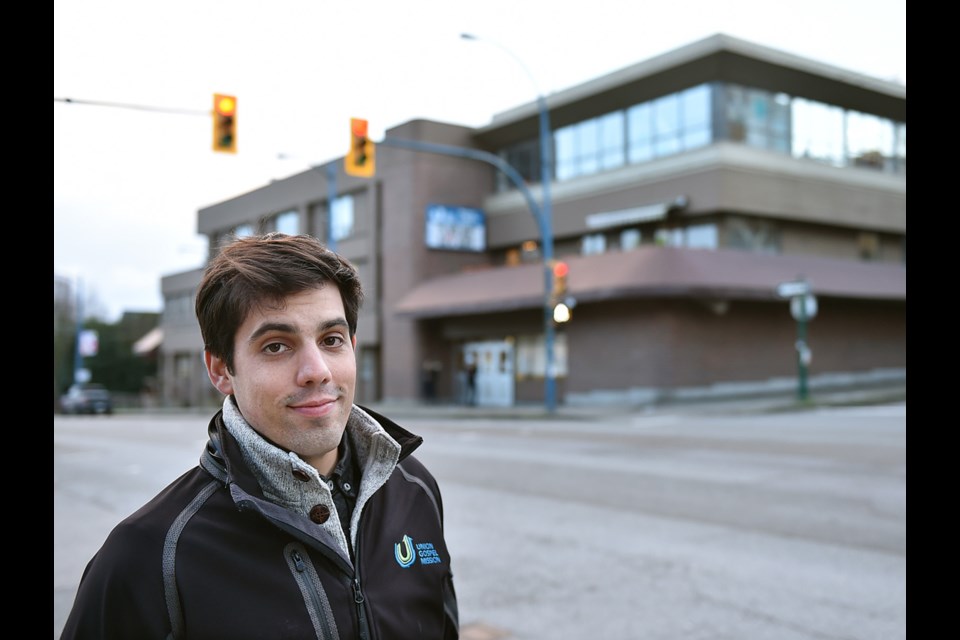 Union Gospel Mission spokesman Jeremy Hunka in front of the organization's Women and Families Centre. He calls the new funding for the Women and Families Centre “incredible.” Photo Dan Toulgoet