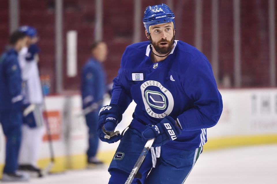 Erik Gudbranson skates up ice at Canucks practice