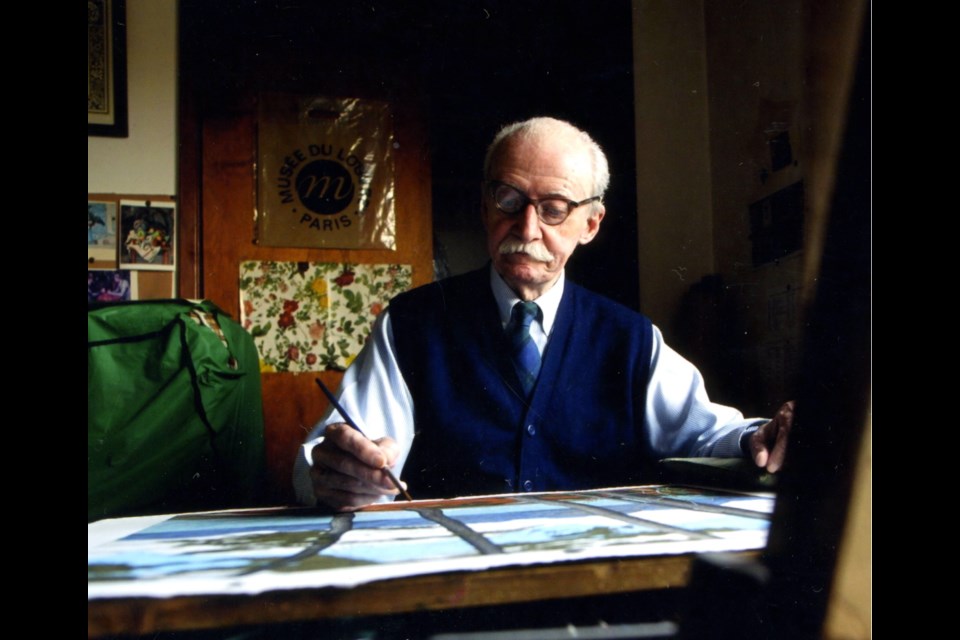 E.J. Hughes in his Duncan studio in 2004.