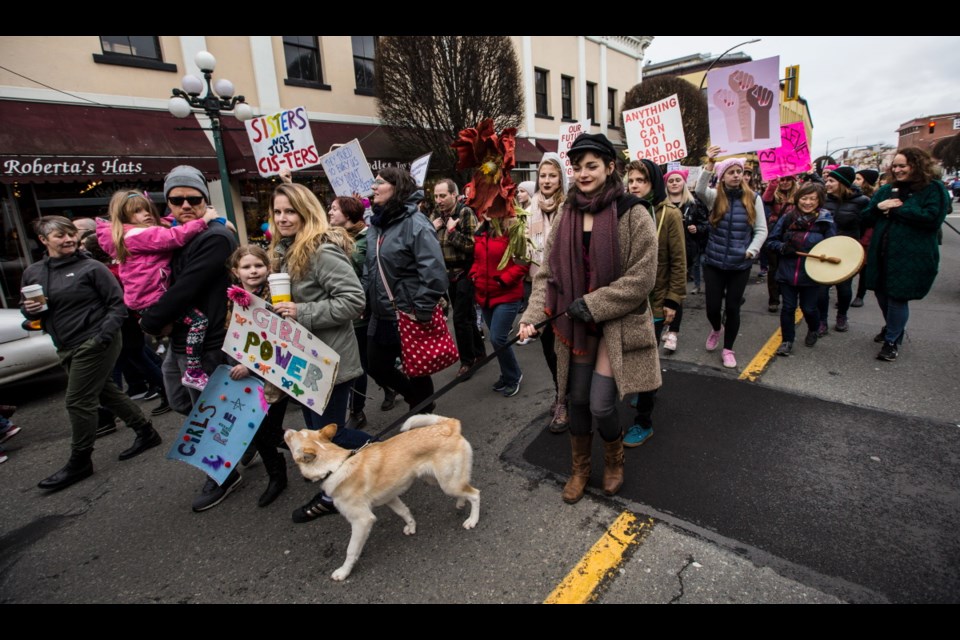 The Victoria Women's March on Saturday, Jan. 20, 2018, came on the one-year anniversary of U.S. President Donald Trump's inauguration.