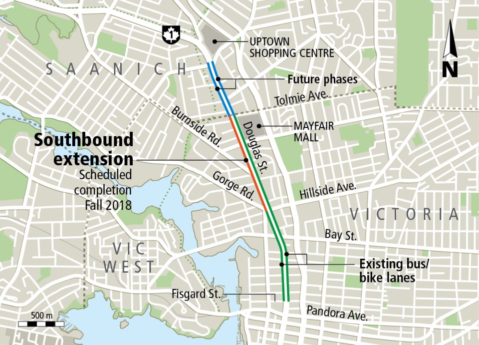 Map - bus priority lanes - Victoria January 2018
