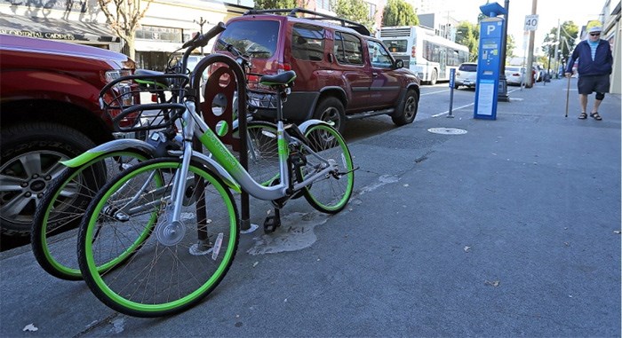 Lime-green shared bicycles from China-based U-bicycle have arrived in Victoria. Oct. 2, 2017